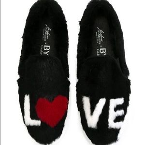 Joshua Sanders | Leather fur slip-on shoes LOVE European size 28 US size 7.5